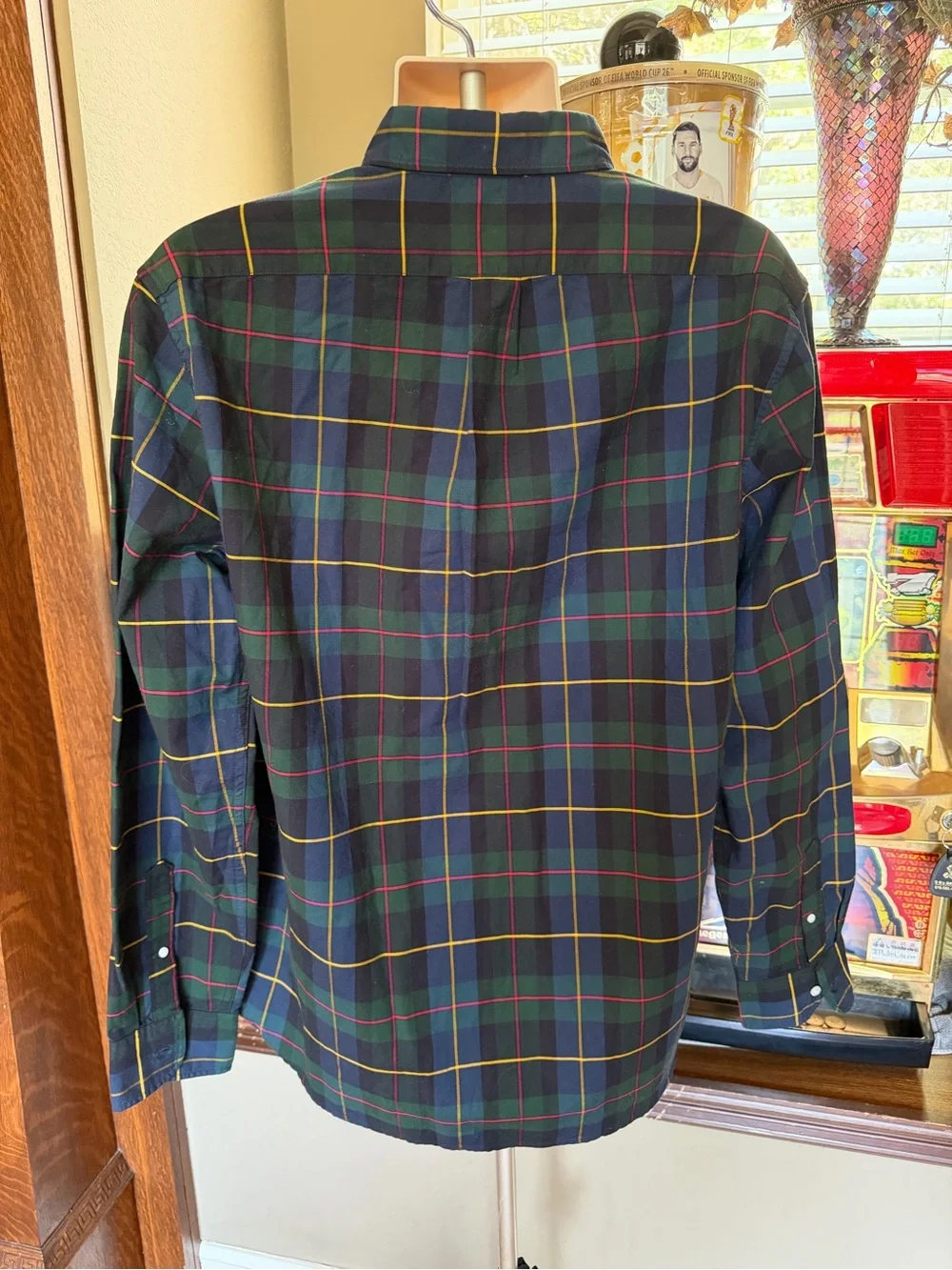 Crew Black Watch Tartan Plaid Oxford Shirt Slim Fit XL All Cotton Button Down